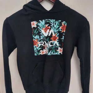 RVCA VA Logo Hoodie Sweatshirt Hawaiian Print